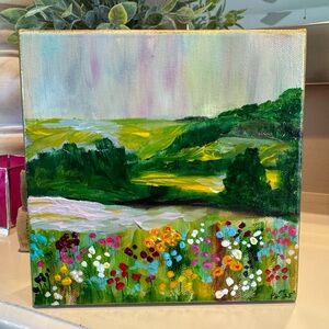 Original Vibrant Landscape Canvas Art 6x6”